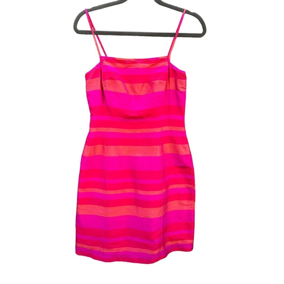 Vintage Ann Taylor Square Neck Striped 100% Silk Mini Dress, Size 2 Peti… - Picture 1 of 3